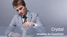  Presentation with structure - Cool new slides with young man builds a structure backdrop and a gray colored foreground