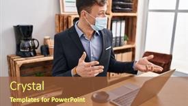  Presentation with medical business - Presentation theme enhanced with young-man-business-worker-wearing background and a tawny brown colored foreground