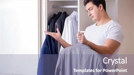  Presentation with work awards - Audience pleasing slides consisting of young man businessman getting dressed backdrop and a ocean colored foreground