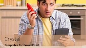  Presentation with vegetables - Amazing PPT layouts having young-man-calculating-expences backdrop and a coral colored foreground