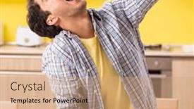  Presentation with vegetables - Slides featuring young-man-calculating-expences and a coral colored foreground