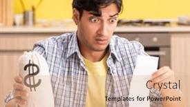  Presentation with vegetables - Slide deck having young-man-calculating-expences and a coral colored foreground