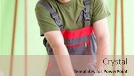  Presentation with carpenter - Colorful PPT layouts enhanced with young-man-carpenter-working backdrop and a coral colored foreground