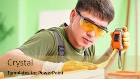  Presentation with carpenter - Slides having young-man-carpenter-working background and a yellow colored foreground