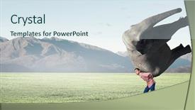  Presentation with elephant - Audience pleasing slides consisting of young man carrying heavy elephant backdrop and a sky blue colored foreground