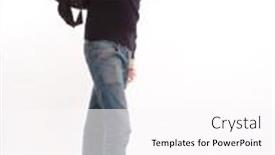  Presentation with leather bag - Theme having young-man-casually-dressed-holding background and a pink colored foreground