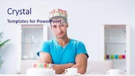  Presentation with romantic birthday couple celebrate - Audience pleasing PPT theme consisting of young man celebrating birthday alone backdrop and a sky blue colored foreground