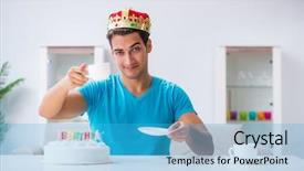  Presentation with birthday - Presentation theme consisting of young man celebrating birthday alone background and a  colored foreground