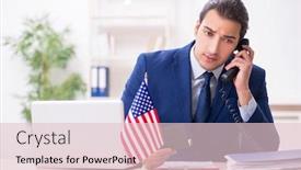  Presentation with embassy - Presentation theme featuring young-man-checking-passport background and a lemonade colored foreground