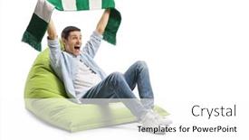  Presentation with white green - Slide deck with young-man-cheering background and a white colored foreground