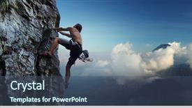  Presentation with rock climbing - Colorful theme enhanced with young man climbing natural rocky backdrop and a ocean colored foreground