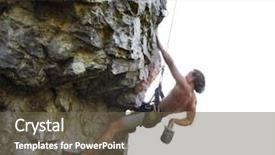  Presentation with vertical - Slide set having young man climbing vertical wall background and a tawny brown colored foreground