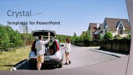  Presentation with car door - Presentation featuring young-man-closing-car-trunk background and a light blue colored foreground