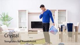  Presentation with dirt dirt texture dirty - Colorful presentation design enhanced with young man collecting dirty clothing backdrop and a soft green colored foreground