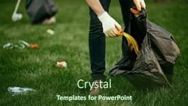  Presentation with garbage - Slide set consisting of young-man-collects-garbage background and a tawny brown colored foreground