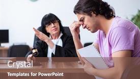  Presentation with litigation - PPT layouts with young-man-consulting-with-judge background and a tawny brown colored foreground