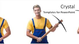  Presentation with old wite man and his music - Audience pleasing slide deck consisting of young man contractor with axe backdrop and a cream colored foreground