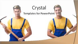  Presentation with one young man exercising handball - Amazing presentation having young man contractor with axe backdrop and a sky blue colored foreground