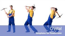  Presentation with contractor - Presentation theme having young man contractor with axe background and a teal colored foreground