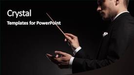  Presentation with orchestra - Slide set featuring young man contuctig an orchestra background and a black colored foreground