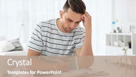  Presentation with salary - Colorful PPT layouts enhanced with young man counting taxes backdrop and a coral colored foreground