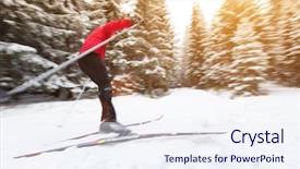  Presentation with skiing - PPT theme enhanced with young man cross-country skiing background and a sky blue colored foreground