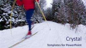  Presentation with cross - Amazing slides having young man cross-country skiing backdrop and a sky blue colored foreground