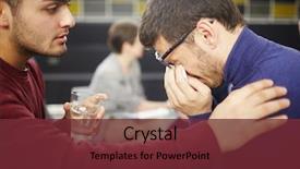  Presentation with tears - Theme enhanced with young man crying and wiping background and a tawny brown colored foreground