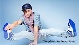  Presentation with hip hop dancing - Beautiful presentation theme featuring young man dancing hip-hop backdrop and a light blue colored foreground
