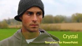  Presentation with thought - Colorful PPT theme enhanced with young-man-deep-in-thought backdrop and a  colored foreground