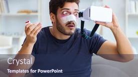  Presentation with sports - Slide set consisting of young-man-defeated-in-sports background and a navy blue colored foreground