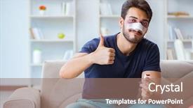  Presentation with sports - Theme enhanced with young man defeated in sports background and a coral colored foreground