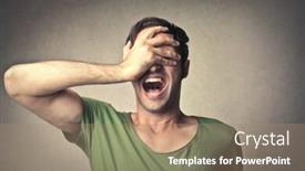  Presentation with one young man exercising handball - Colorful presentation design enhanced with young man despairs backdrop and a coral colored foreground