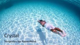  Presentation with sky diving man falling - Audience pleasing PPT theme consisting of green plam leaf on tree in the garden backdrop and a seafoam green colored foreground