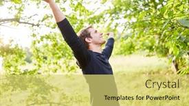  Presentation with air - Audience pleasing slide set consisting of young-man-doing-a-fresh backdrop and a yellow colored foreground