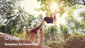  Presentation with tree - Colorful PPT theme enhanced with young man doing a handstand backdrop and a coral colored foreground