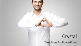  Presentation with heart - Cool new theme with young man doing a heart backdrop and a light gray colored foreground