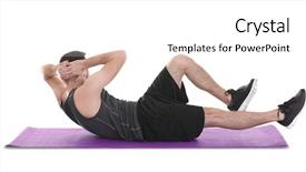  Presentation with carbon fiber bicycle frame - Presentation consisting of young man doing bicycle crunch background and a white colored foreground