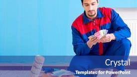  Presentation with home renovation - Presentation theme enhanced with young-man-doing-home-renovation background and a ocean colored foreground