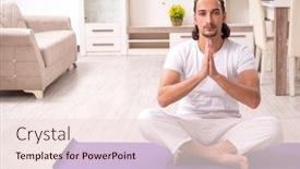  Presentation with physical exercises - Cool new slide set with young man doing physical exercises at home backdrop and a lemonade colored foreground