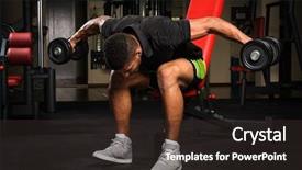  Presentation with workout - PPT layouts having young man doing seated bent background and a dark gray colored foreground