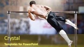  Presentation with exercises - Amazing PPT theme having young-man-doing-sports-exercises backdrop and a tawny brown colored foreground