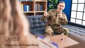  Presentation with war - PPT layouts featuring young-man-doing-therapy background and a  colored foreground