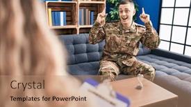  Presentation with war - Presentation consisting of young-man-doing-therapy background and a coral colored foreground