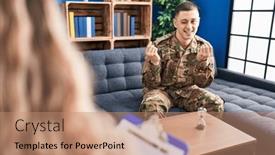  Presentation with salary - Slide deck having young-man-doing-therapy background and a coral colored foreground