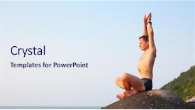  Presentation with thoracic surgery - Beautiful presentation theme featuring young man doing thoracic stretching backdrop and a sky blue colored foreground