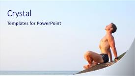  Presentation with stretching - Presentation with young man doing thoracic stretching background and a  colored foreground