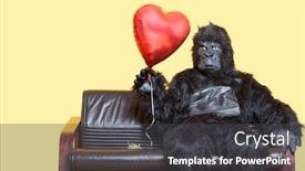  Presentation with costume - Slide set enhanced with young-man-dressed-in-gorilla background and a dark gray colored foreground