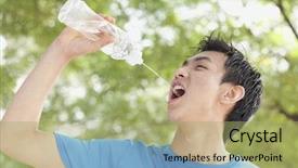  Presentation with drinking water - Cool new theme with young man drinking bottled water backdrop and a mint green colored foreground