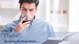  Presentation with wine - Colorful slides enhanced with young-man-drinking-wine backdrop and a light blue colored foreground